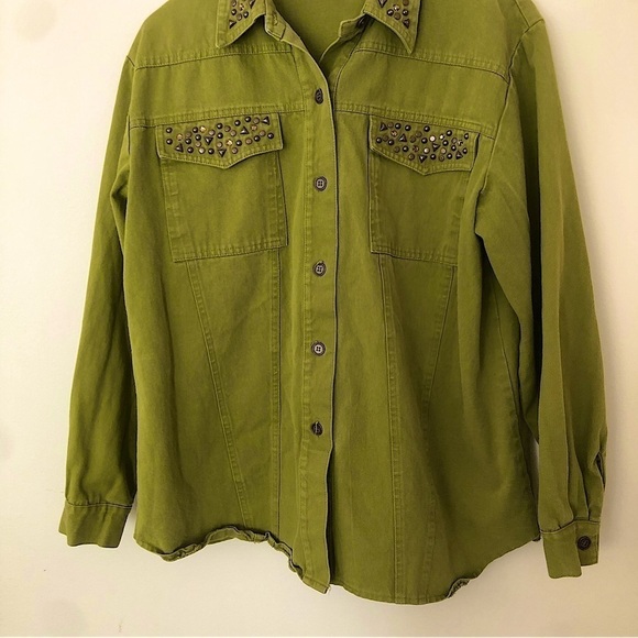 Vintage Saint Germain Studded 100% Cotton Denim Graphic Jean Jacket Size Large - Picture 8 of 10